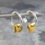 Silver Hoop Earrings With Vermeil Square, thumbnail 4 of 5
