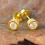 Topaz Gold Plated November Birthstone Stud Earrings, thumbnail 1 of 3