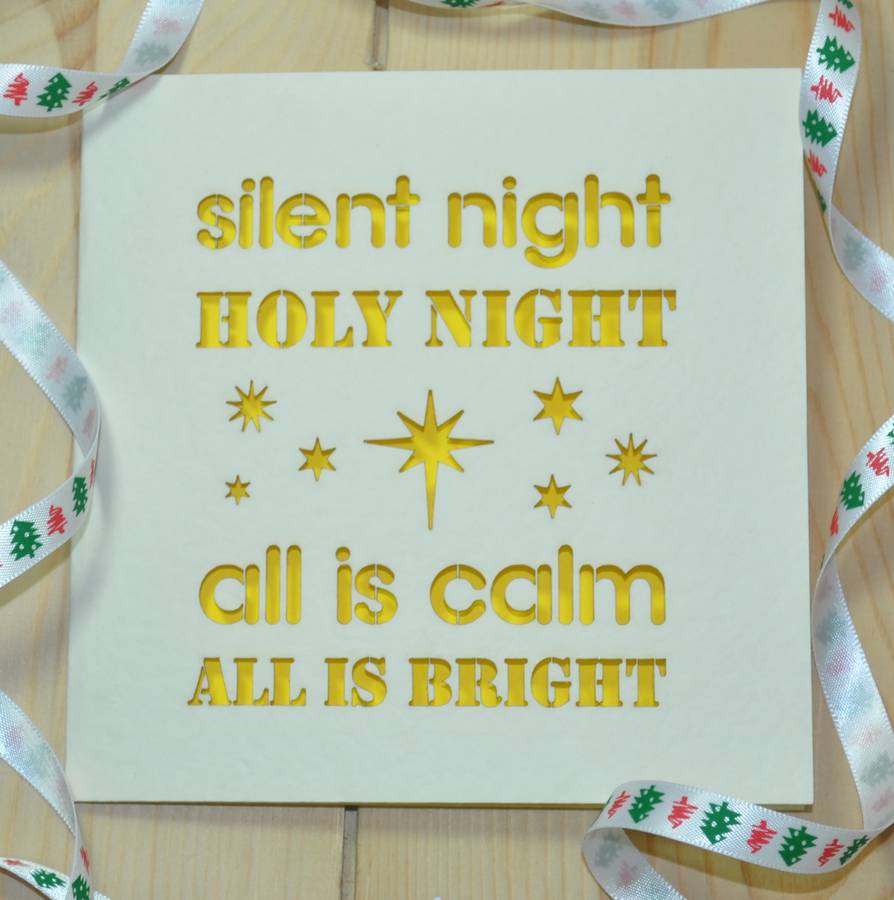 typographic laser cut christmas cards pack of five by sweet pea design