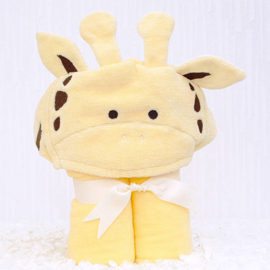 personalised jolly giraffe baby towel by bathing bunnies