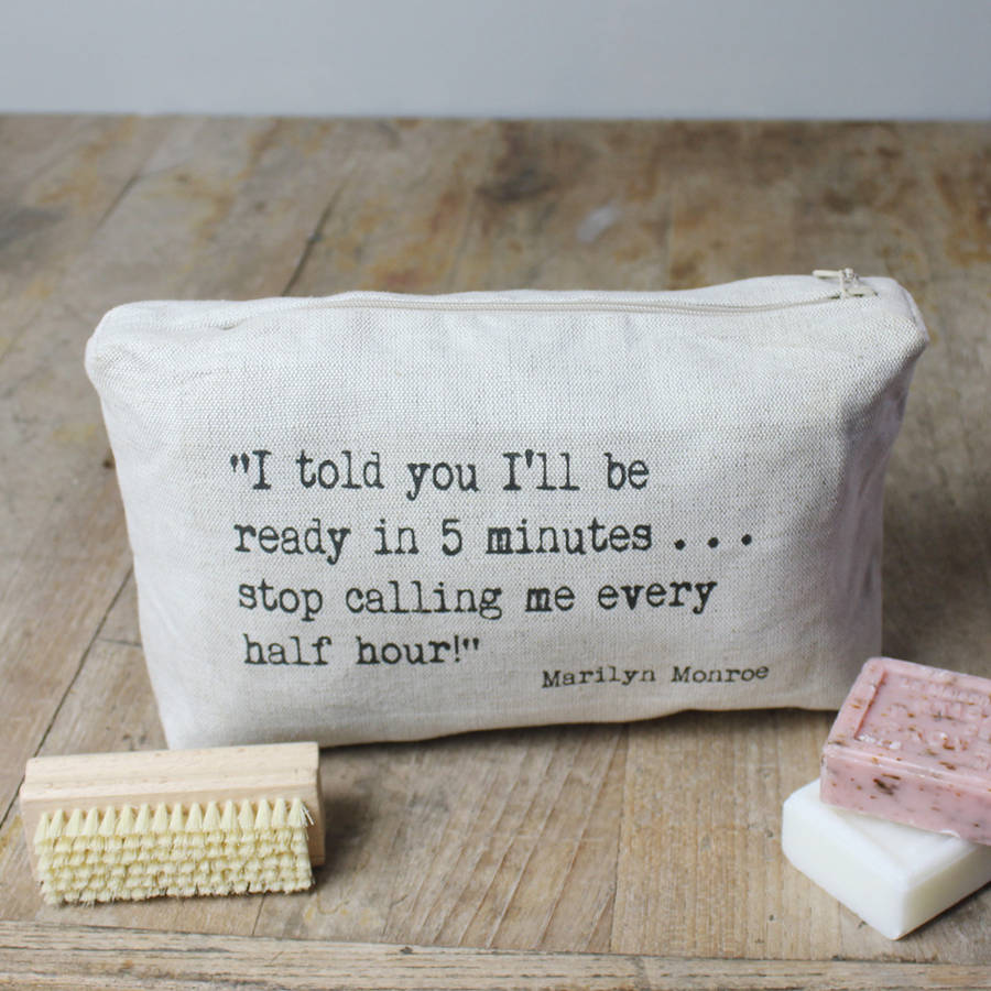 personalised inspirational quote wash bag by snapdragon