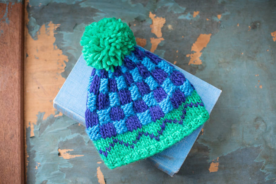 blue bobble hat by blade and rose