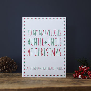Auntie And Uncle Favourite Christmas Card, 2 of 2