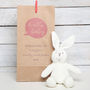 Organic Bunny Rattle, Personalised Gift Bag, thumbnail 1 of 3