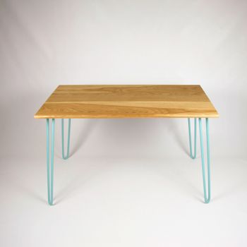 Dining Table With Industrial Hairpin Legs In Oak, 2 of 8