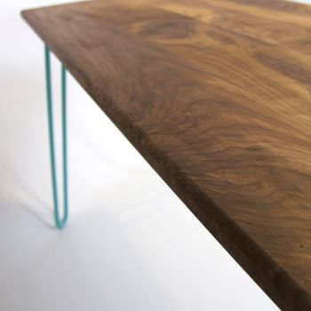 Dining Table With Industrial Hairpin Legs In Walnut, 4 of 10