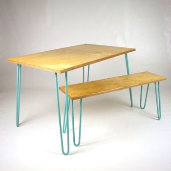 Bench With Industrial Hairpin Legs In Plywood, 3 of 9