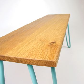 Bench With Industrial Hairpin Legs In Oak, 2 of 10