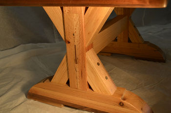 trestle reclaimed leg oak coffee table notonthehighstreet