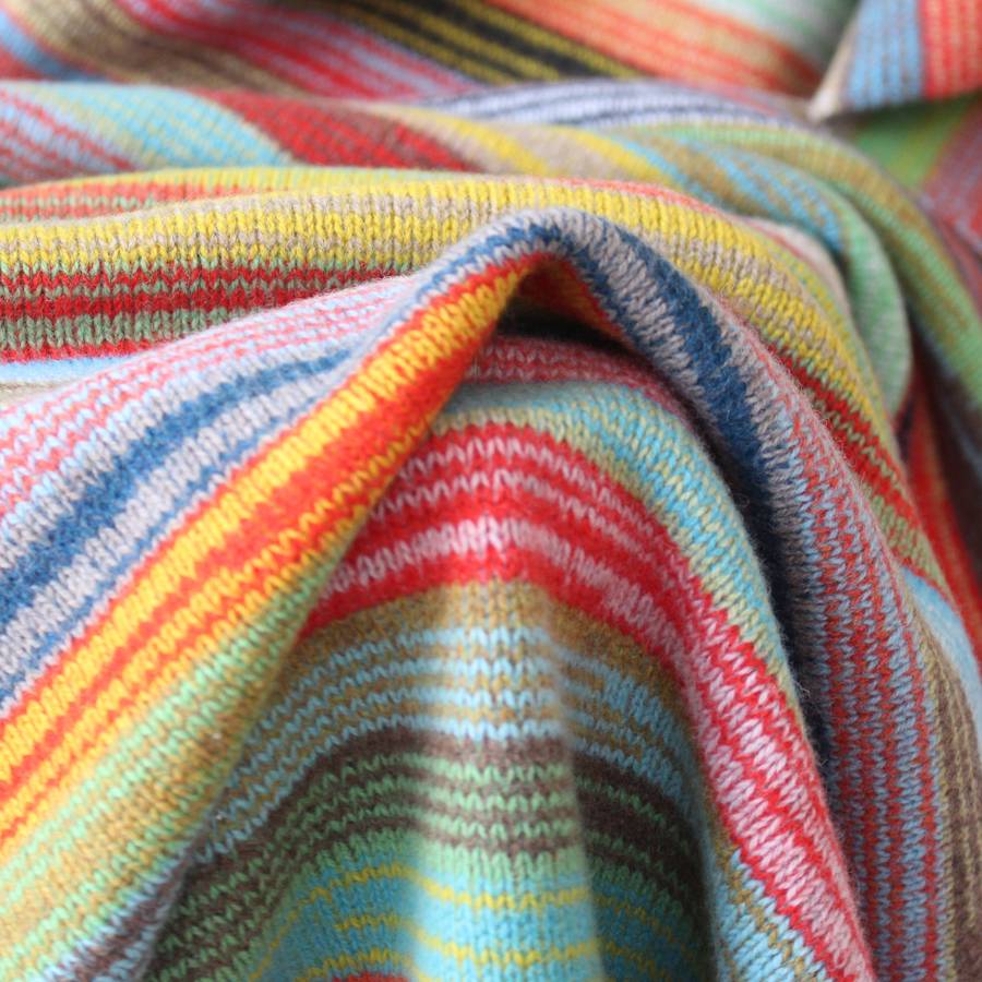 Bombay Striped Knitted Lambswool Throw By Gabrielle Vary Knitwear