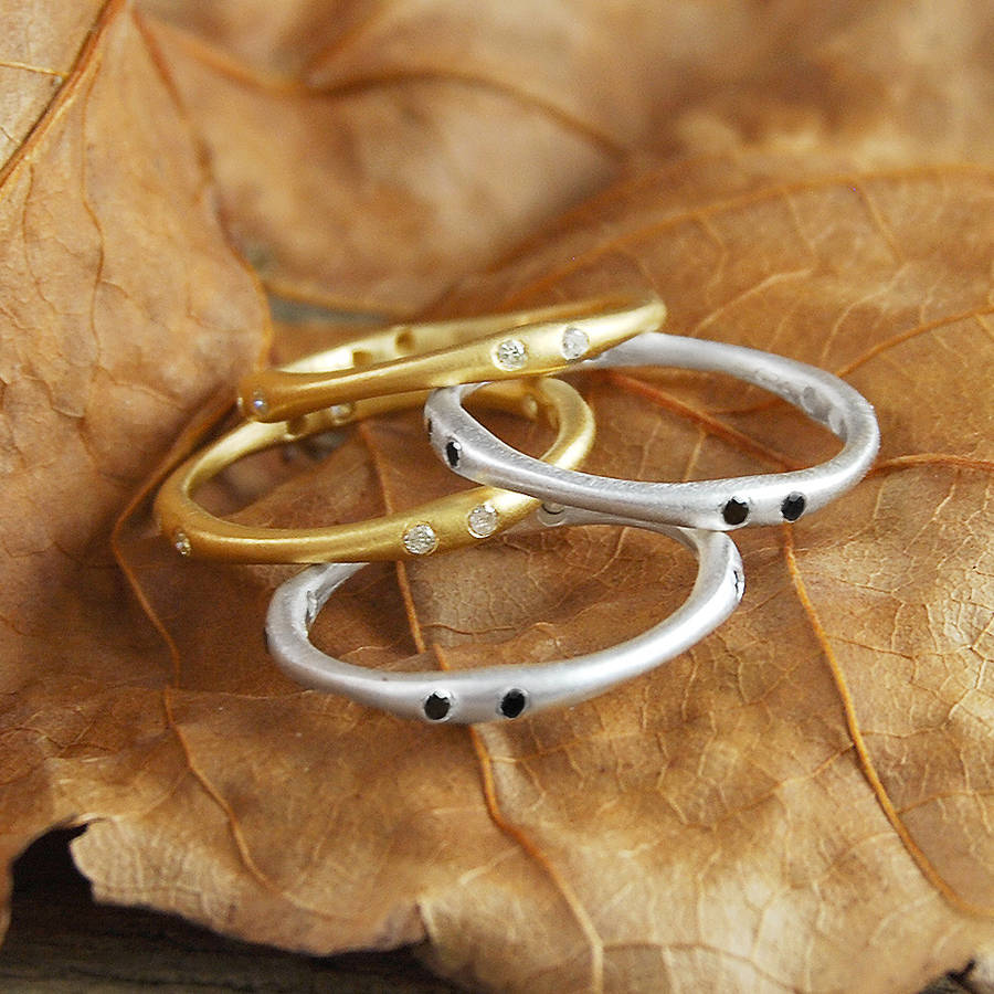 Black And White Fine Diamond Stacking Ring By Embers