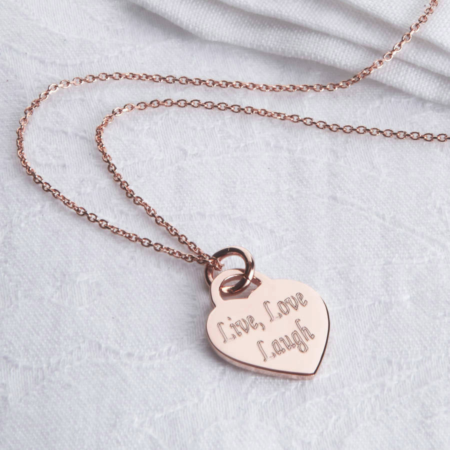 personalised rose gold heart charm necklace by hurleyburley ...