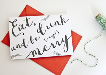 'Eat, Drink And Be Very Merry' Christmas Card Pack, 2 of 2