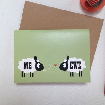 ' Me And Ewe ' Sheep Valentines Day Card With Sticker, 3 of 7