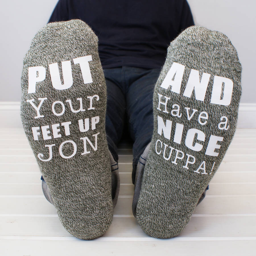 personalised put your feet up men's socks by sparks and daughters ...