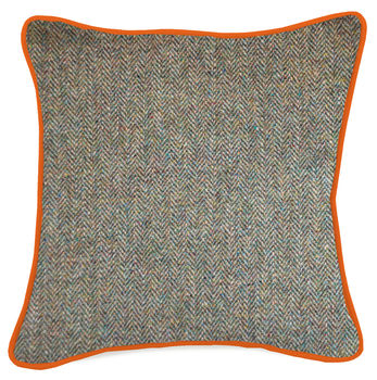 Mayenne Turquoise Harris Tweed Cushion Large Pattern, 2 of 3