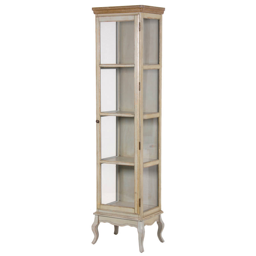 vintage look tall glass cabinet by out there interiors