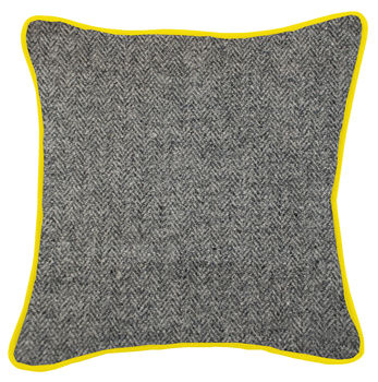 Mayenne Yellow Harris Tweed Cushion, 2 of 3