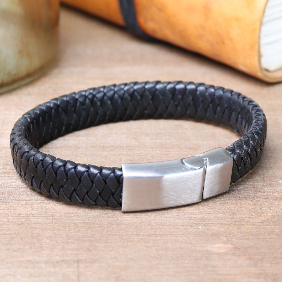 men's wide black leather bracelet by lisa angel | notonthehighstreet.com