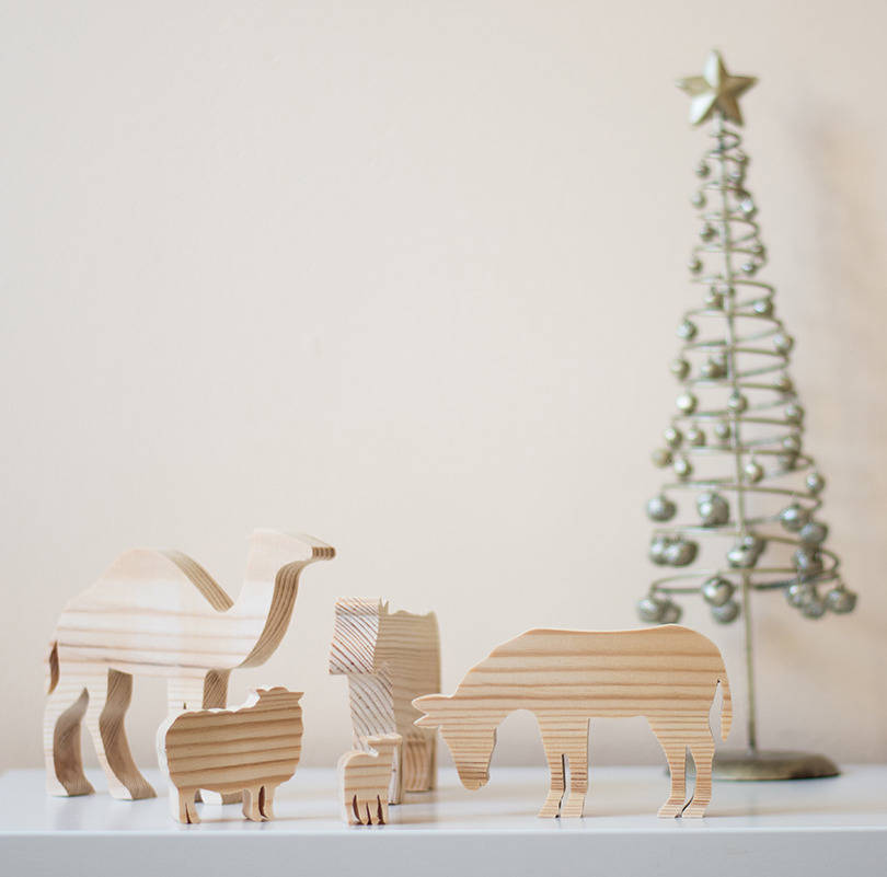 Wooden Nativity Animal Ornaments