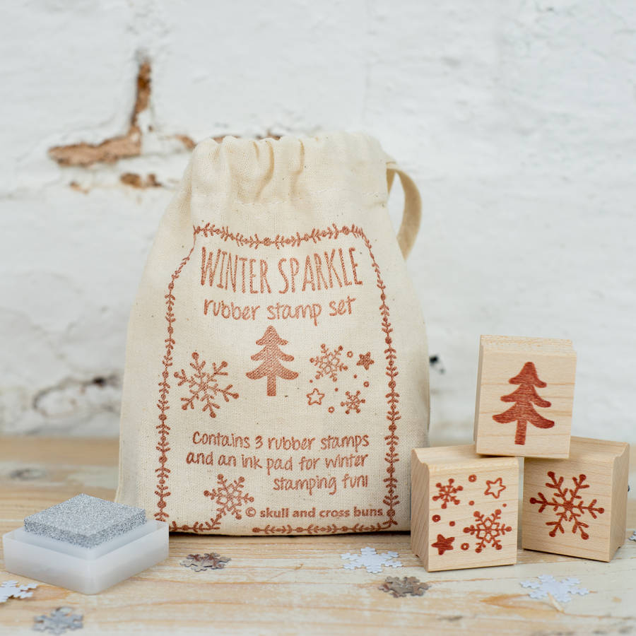 Winter Sparkle Christmas Rubber Stamp Set, 1 of 2