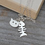 Fish Bone And Cat Necklace In Solid Sterling Silver, thumbnail 1 of 3