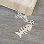 Fish Bone And Cat Necklace In Solid Sterling Silver, thumbnail 2 of 3