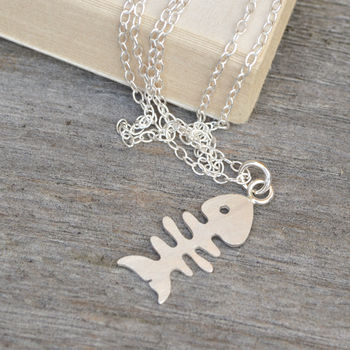 Fish Bone And Cat Necklace In Solid Sterling Silver, 2 of 3