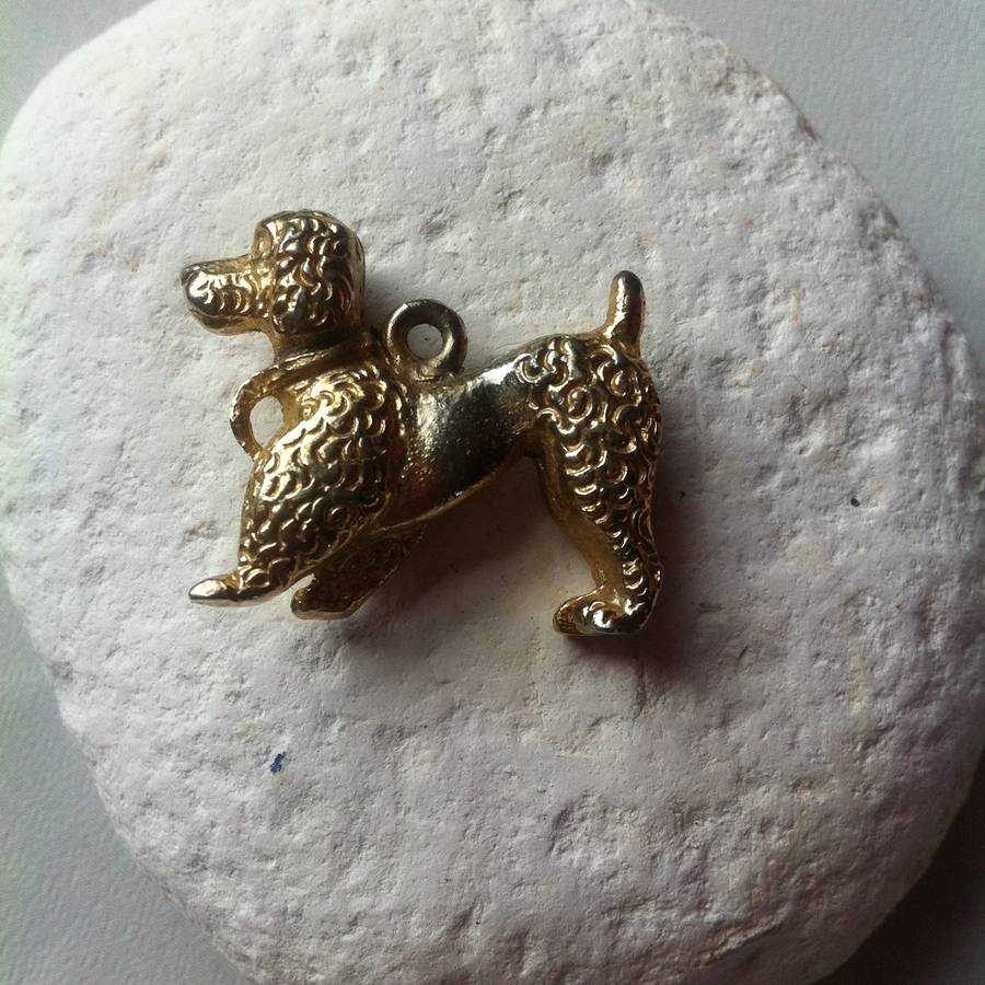 Vintage Gold Poodle Charm Pendant By Iamia