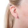 Silver And Garnet Ear Studs, thumbnail 2 of 2