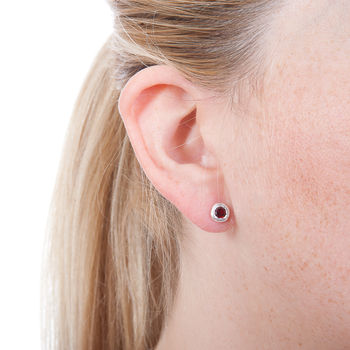 Silver And Garnet Ear Studs, 2 of 2