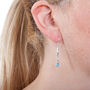 Long Drop Earrings In Silver With Blue Topaz, thumbnail 2 of 2