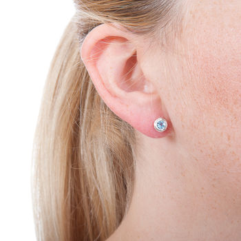 Silver And Blue Topaz Ear Studs, 2 of 2