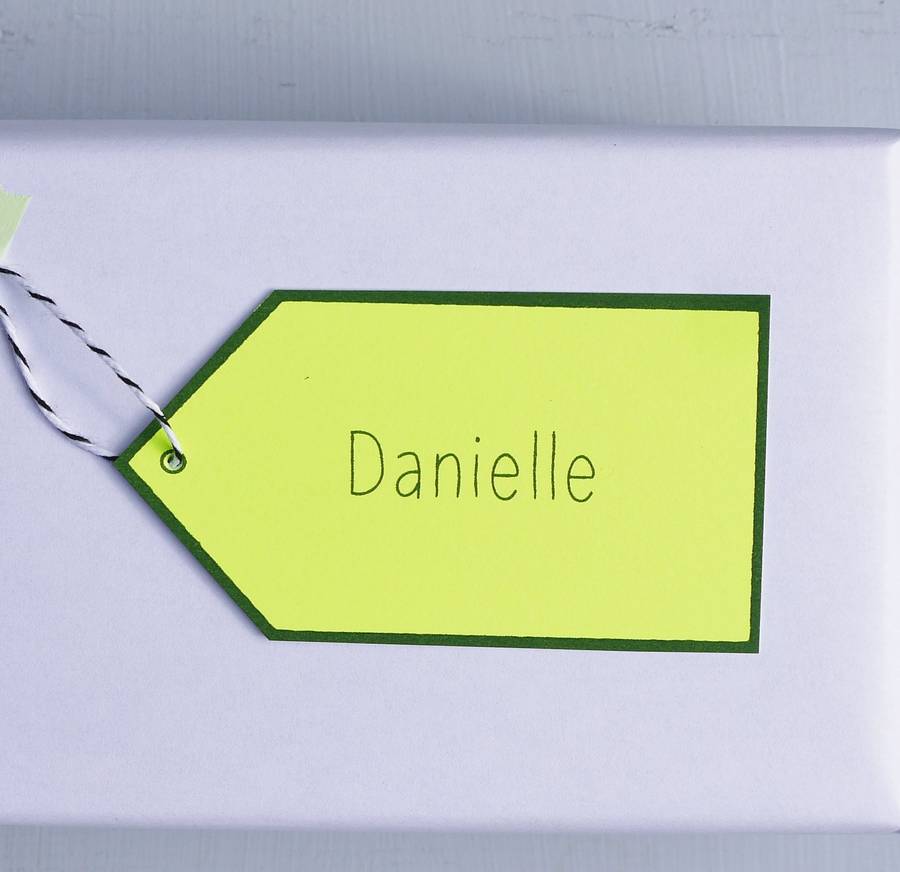 Neon Personalised Name Gift Tag By Daisyley Designs