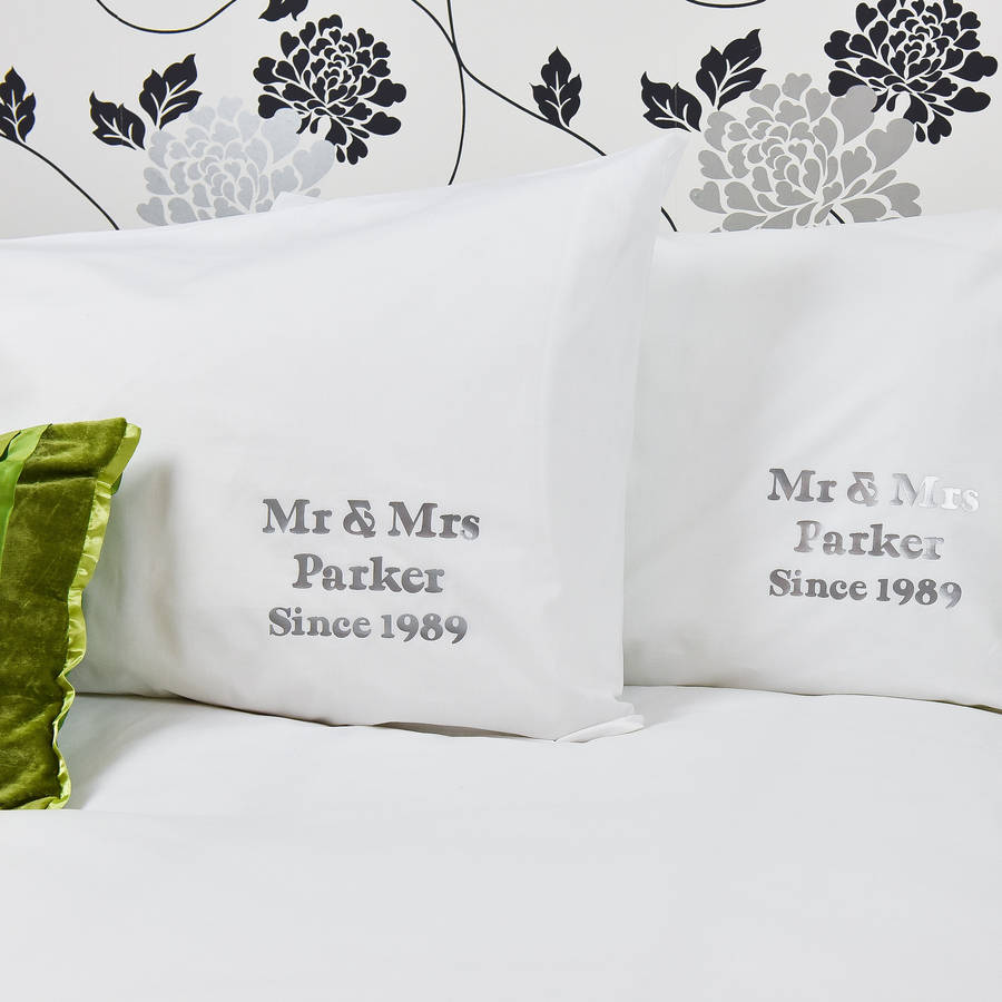Personalised 'Silver Anniversary' Pillowcases, 1 of 3