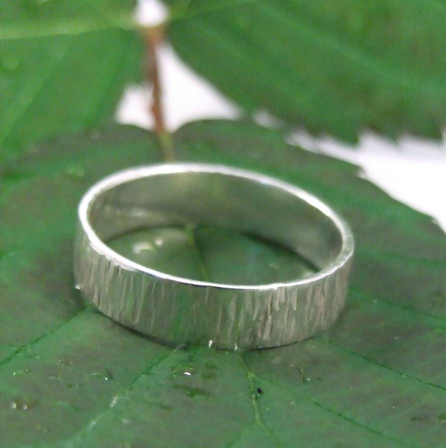 bark effect wedding bands in sterling silver by fragment designs ...