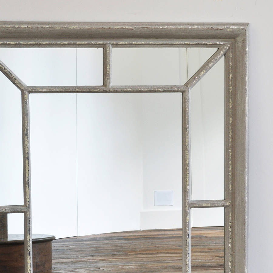 Antique Grey Panelled Mirror By Primrose & Plum