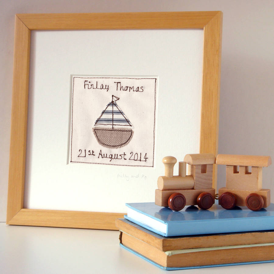 personalised sailing boat picture gift by milly and pip gifts and cards