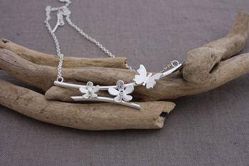 Handmade Silver And Gemstone Butterfly Daisy Necklace, 3 of 6