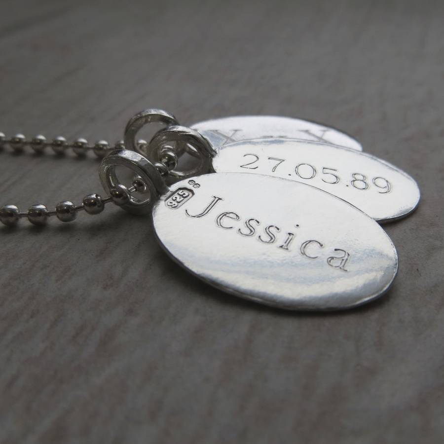 personalised silver tag and ball chain necklace by gracie collins ...