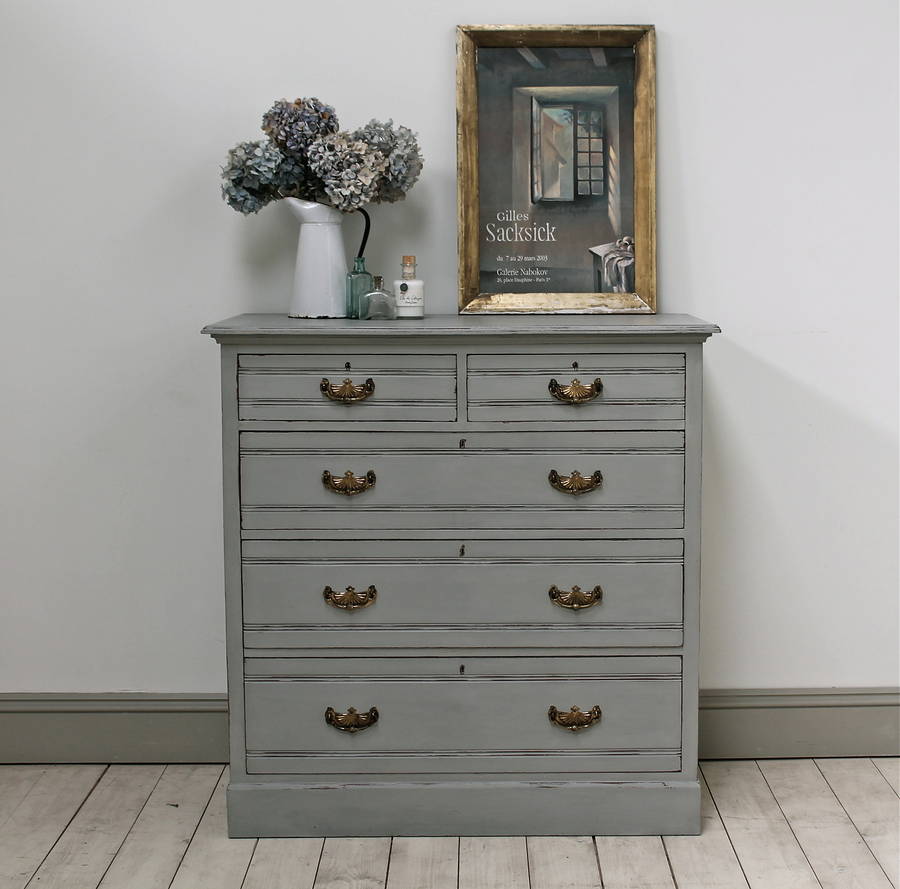 Distressed Painted Edwardian Chest Of Drawers By Distressed but not