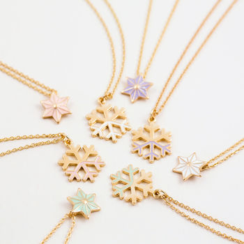 Enamel Star Necklace And Snowflake Necklace, 6 of 7