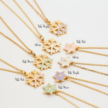 Enamel Star Necklace And Snowflake Necklace, 7 of 7