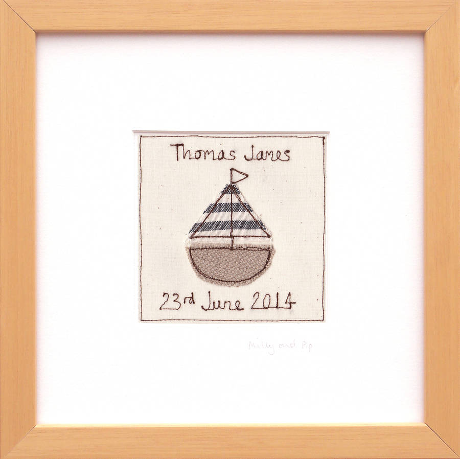 personalised sailing boat picture gift by milly and pip gifts and cards