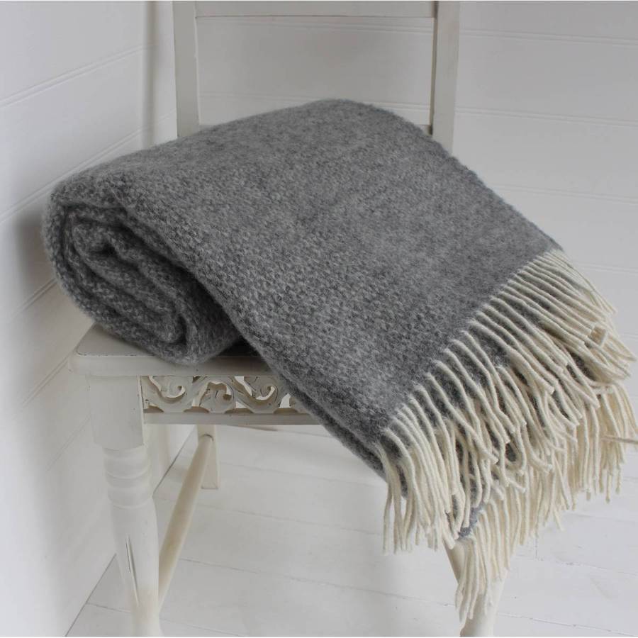 Grey And Cream Wool Throw By Marquis And Dawe 