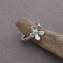 Handmade Silver And Blue Topaz Daisy Stacking Ring, thumbnail 3 of 5