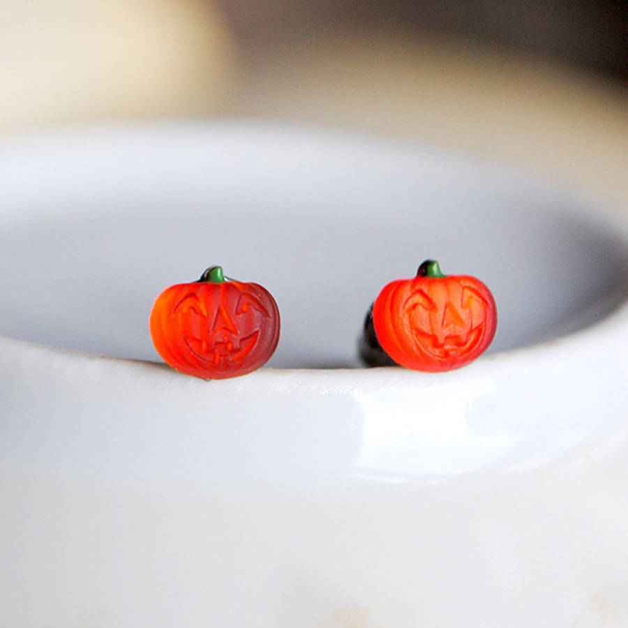 halloween pumpkin earrings by onetenzeroseven | notonthehighstreet.com