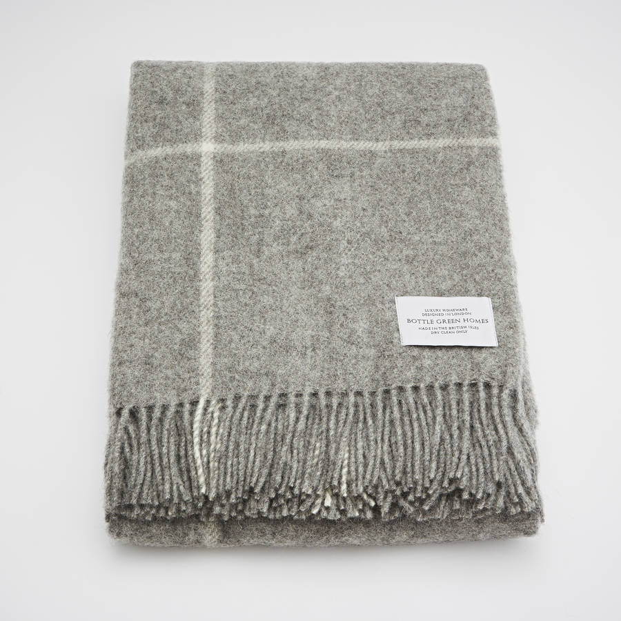 pure wool grey throw by bottle green homes | notonthehighstreet.com