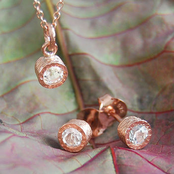 White Topaz Rose Gold Plated Silver Jewellery Set, 2 of 8