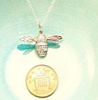 Personalised Silver Bee Necklace, 6 of 8